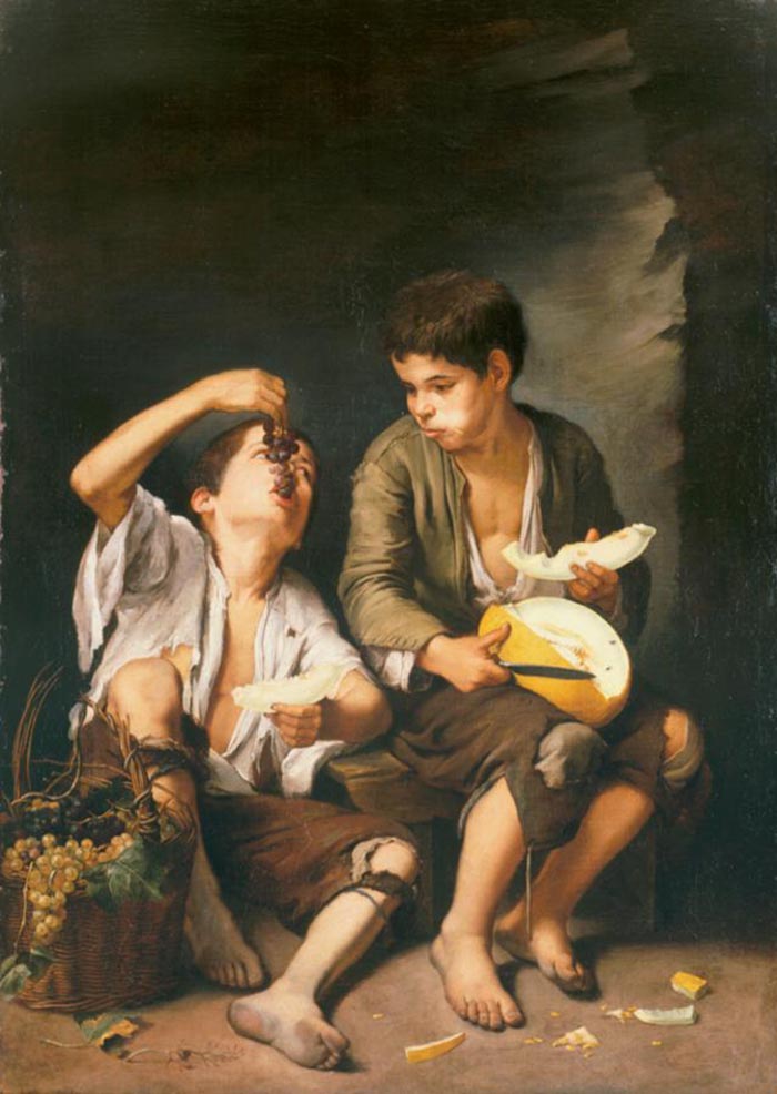 巴托洛梅·埃斯特万·穆里略 吃葡萄和甜瓜的孩子 布面油画 146 x 104 cm 1645-46年 ©慕尼黑老绘画陈列馆.jpg
