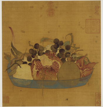 佚名《果篮图》，绢本设色，27.6×25.9cm，明代.png