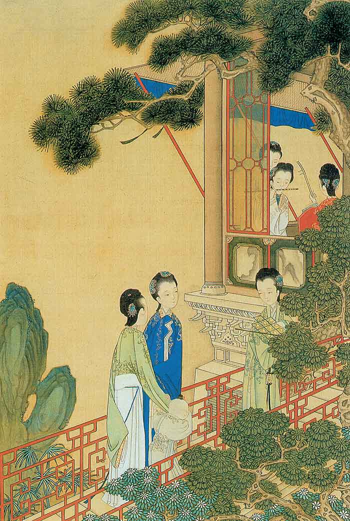 （清）焦秉贞《仕女图册（八开）——松阁苼歌》.jpg