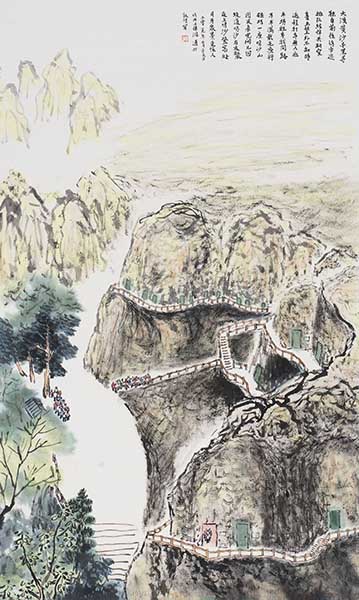《敦煌西千佛洞印象》69X46CM 陈崇通  2019年 纸本设色.jpg