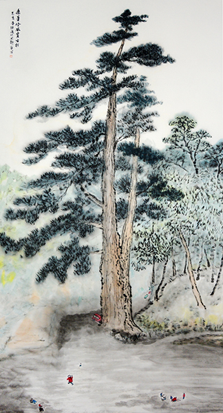 陈崇通《乘着冷风赏古杉》规格138X69Cm 2019年.jpg