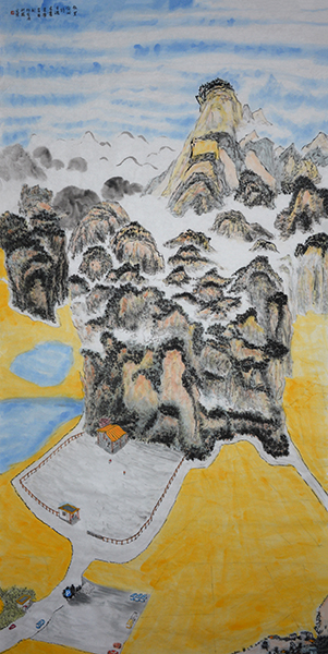 陈崇通《忙里偷闲访古迹》2020年11月纸本设色138X69 cm.jpg