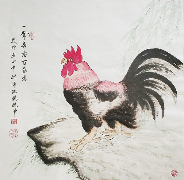 美术作品《一声春意百家鸣》69cmx69cm2020年.jpg