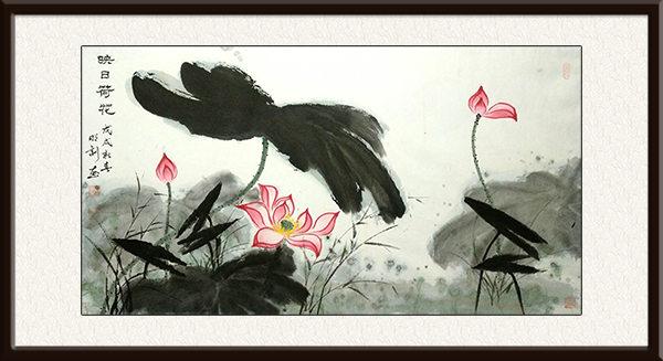 叶明训美术作品《映日荷花》109cmx58cm价格面议.jpg