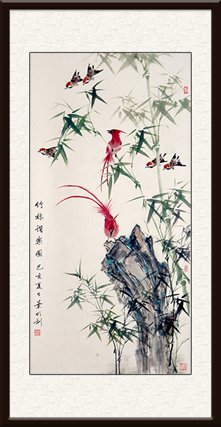 叶明训美术作品《竹林谐乐图》规格：136cmx69cm价格面议.jpg