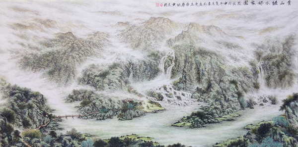 青山绿水好家园（133x67cm）.JPG