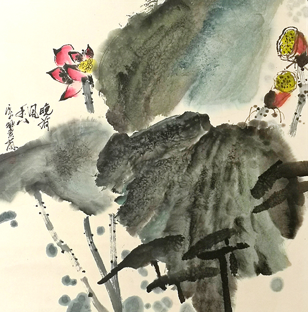 解素兰国画作品《晚荷风香》规格：68cmx68cm 创作年代：2008年.jpg