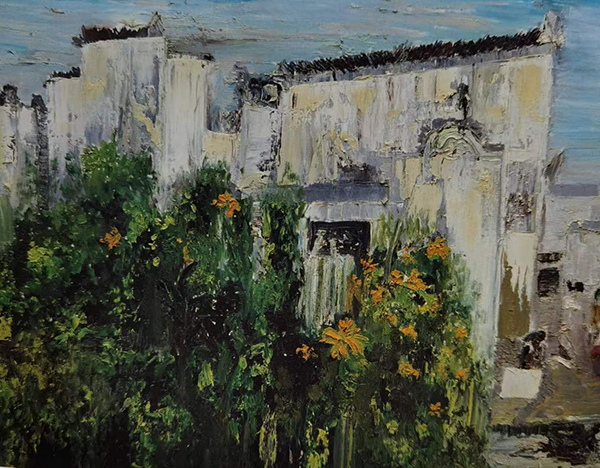 解素兰油画作品《中国南屏仲夏》规格：80cmx60cm创作年代：2008年.jpg