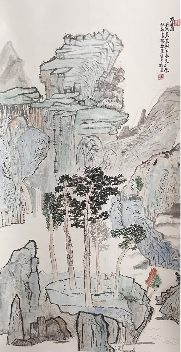 罗敏作品《将进酒》--规格：69×138cm.jpg