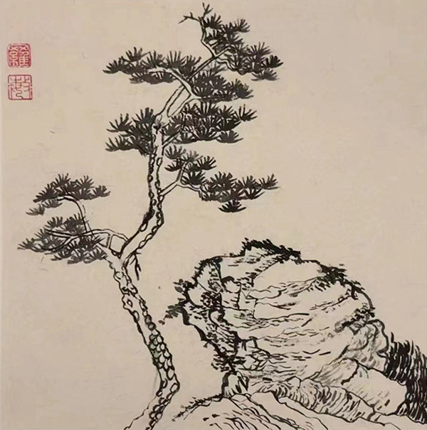 罗敏作品《松石圖》--规格：50×50cm.jpg