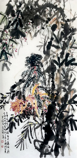 道金平作品216《千年石上古人踪》68x138cm,2018年。 .jpg