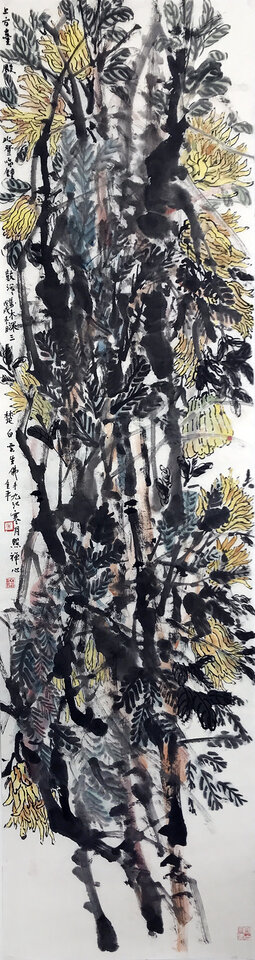 道金平作品258《九江寒月照禅心》48x180cm,2018年。.jpg
