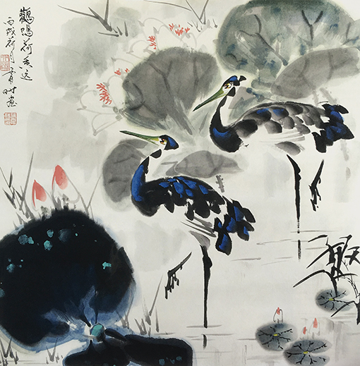 《鹳鸣荷香远》  2006年  67cm×68cm.jpg