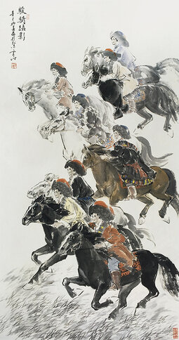 《骏骑蹑影》  2001年  194cm×104cm.jpg