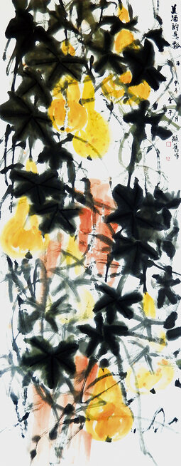 道金平作品《美酒酌悬瓢》70x178cm,2016年。.jpg