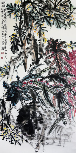 道金平作品173《月待圆时花正好》68X138CM,2017年。.jpg
