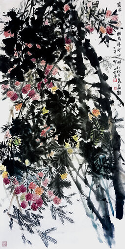 道金平作品177《胭脂拂眼明》68x138cm,2017年。IMG_9393.jpg