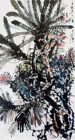 道金平作品232《一身铁骨立苍穹》97x180cm,2018年。.jpg