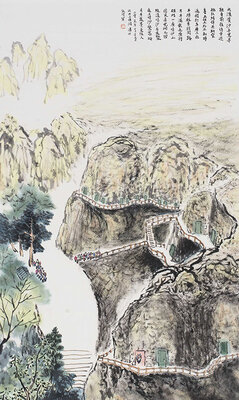 《敦煌西千佛洞印象》69X46CM 陈崇通  2019年 纸本设色.jpg