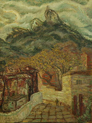 5、《晃岩下的小街》73 X 53cm 油画 洪瑞生 1993年.jpg
