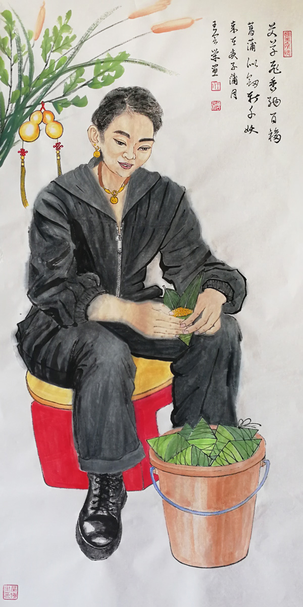 《艾草飞香纳百福》规格138cmx69cm.jpg