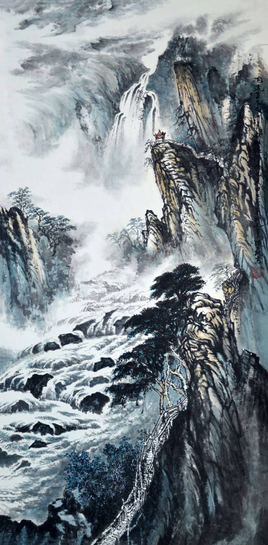 《飞瀑》规格：138x69cm.jpg