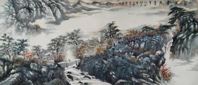 《古寨春色》规格：138x69cm.jpg
