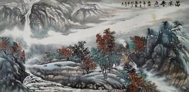 《苗寨春色》规格：138x69cm.jpg