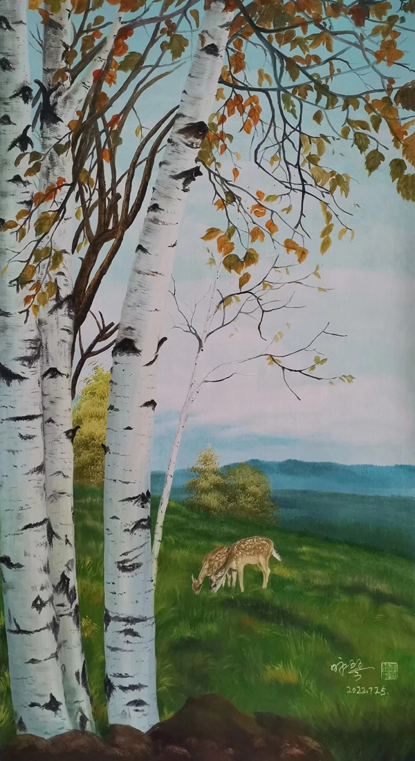 李咏琴刀画《白桦树》110cmx60cm.jpg