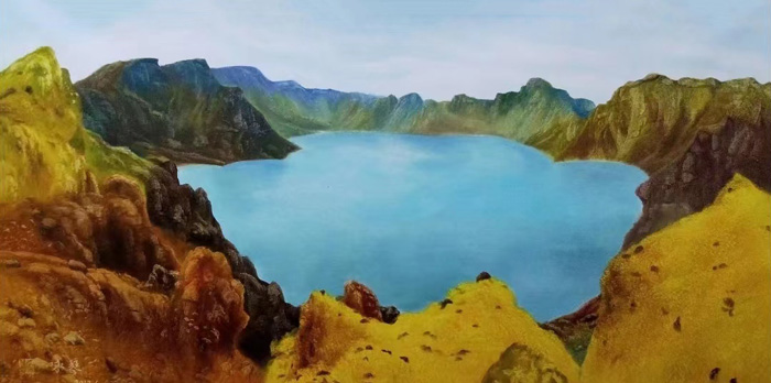 李咏琴刀画《长白山天池》180cmx70cm.jpg