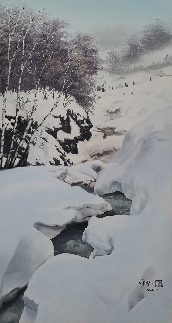 李咏琴刀画《长白山雪岭》110cmx60cm.jpg