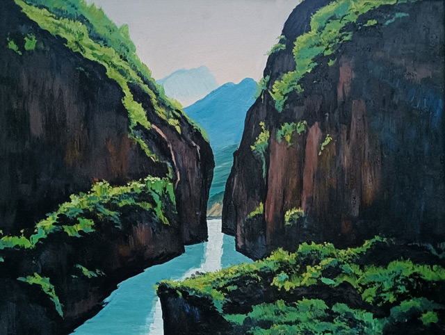 李维世作品《甘肃临洮黑殿峡》100cmx75cm.jpg