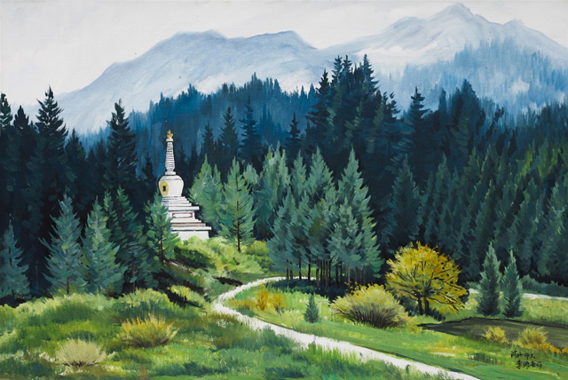 李维世作品《松林白塔》120cmx80cm.jpg