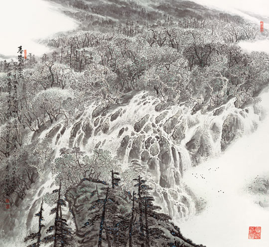 《春染九寨沟》260x270cm-2003年.jpg