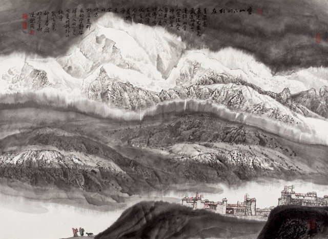 《雪山下的村庄》112x155cm-2013年.jpg