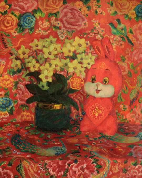 《兔年吉祥》80cmX65cm-油画-2023年正月-洪瑞生.jpg