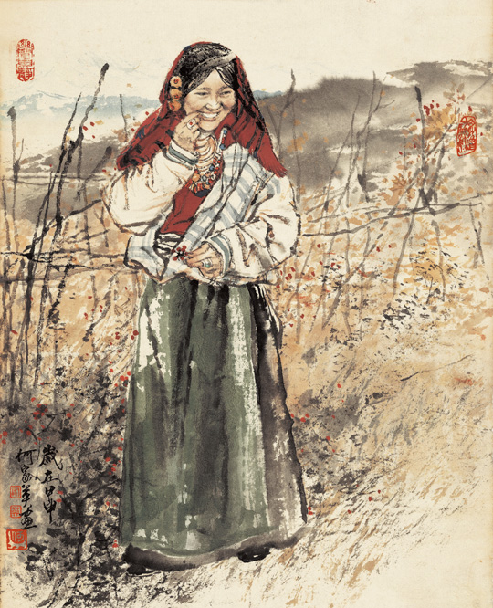 阿坝风情组画之二（阿坝的秋天）-34.5x28cm-2004年.jpg